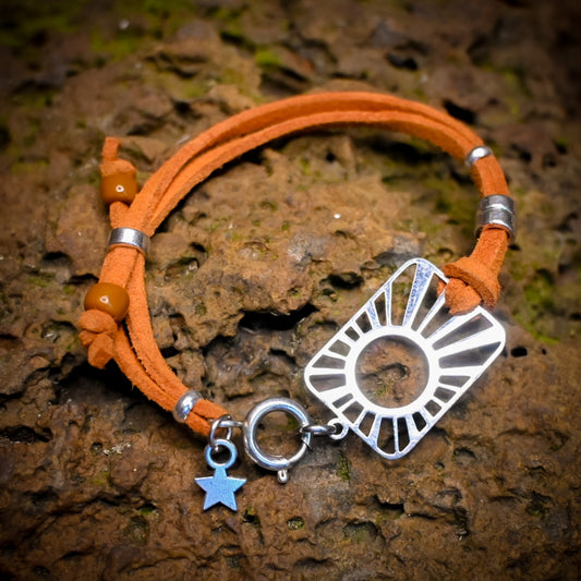 “SUNSET” - faux leather & stainless steel bracelet